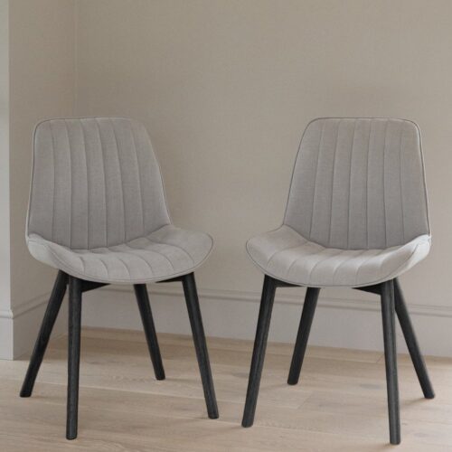 Bella Cloud Grey Dining Chairs - Set Of 2 - Black Oak Legs