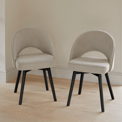 Marilyn Soft Beige Dining Chairs - Set of 2 - Black Oak Legs