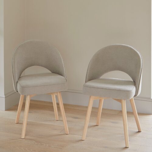 Marilyn Soft Beige Dining Chairs - Set of 2 - Whitewash Oak Legs
