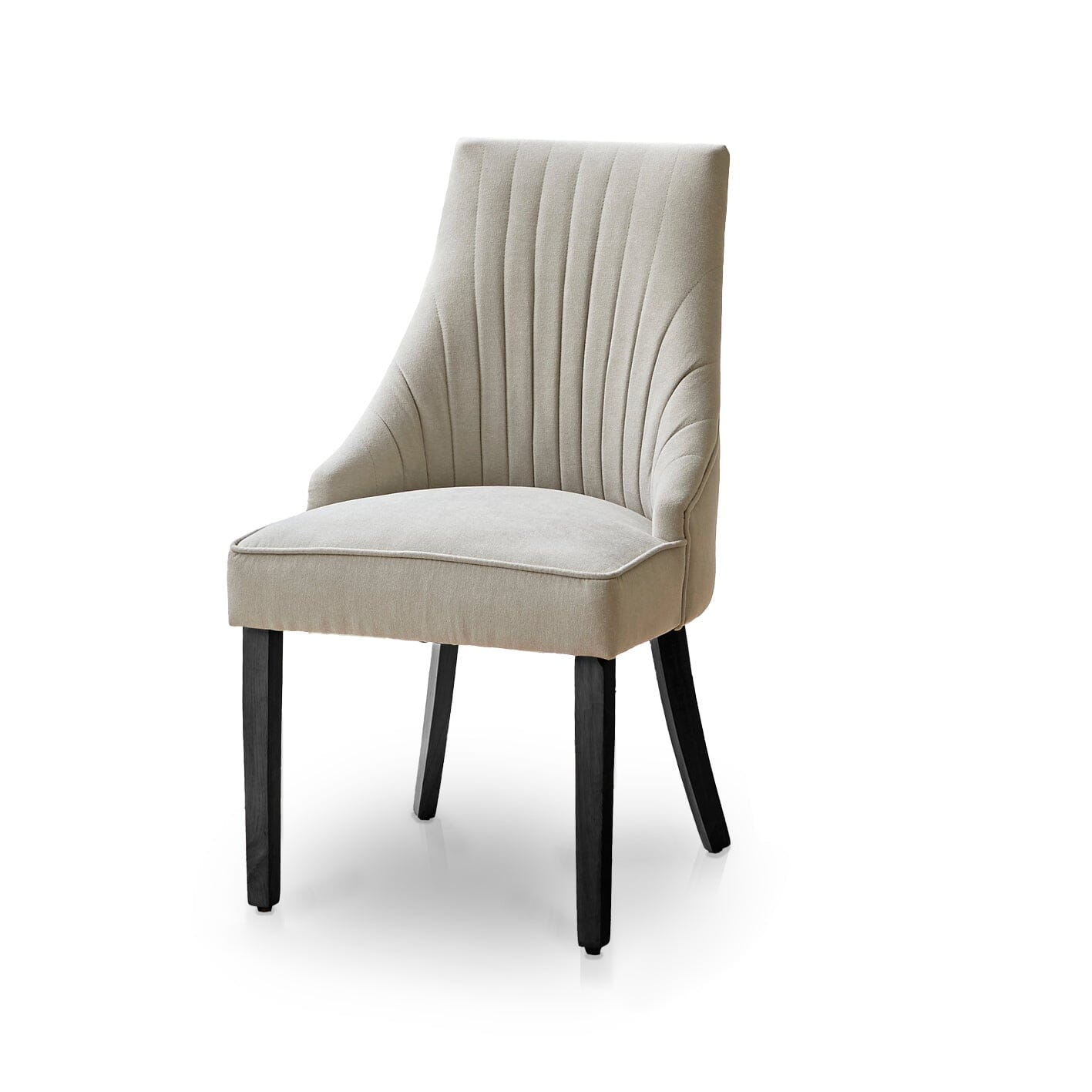 Nadine Soft Beige Dining Chairs - Set of 2 - Black Legs - Image 3