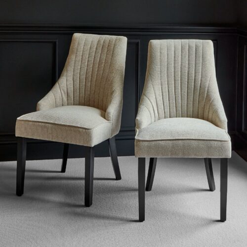Nadine Marl Taupe Dining Chairs - Set of 2 - Black Legs