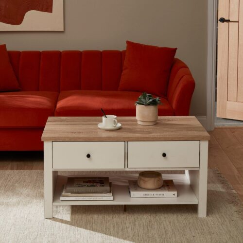 Bampton Alabaster White Coffee Table with Storage