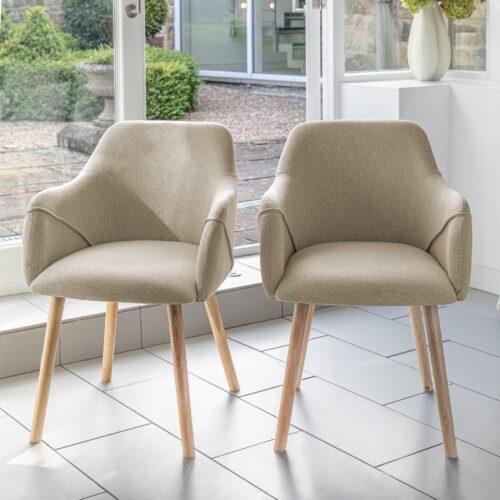 Freya Sand Armchairs - Set of 2 - Whitewash Oak Legs