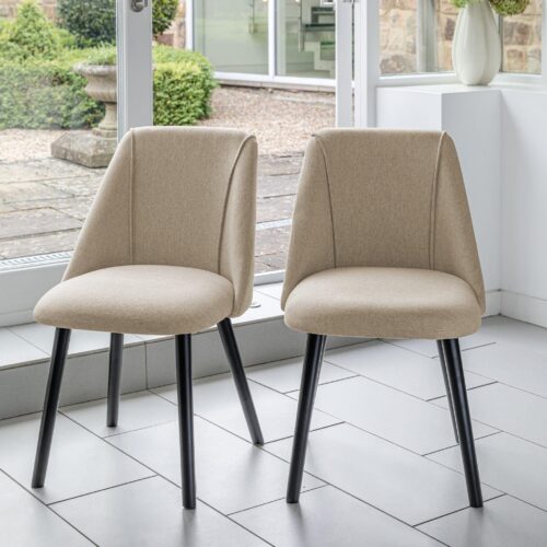 Freya Sand Dining Chairs - Set of 2 - Black Oak Legs