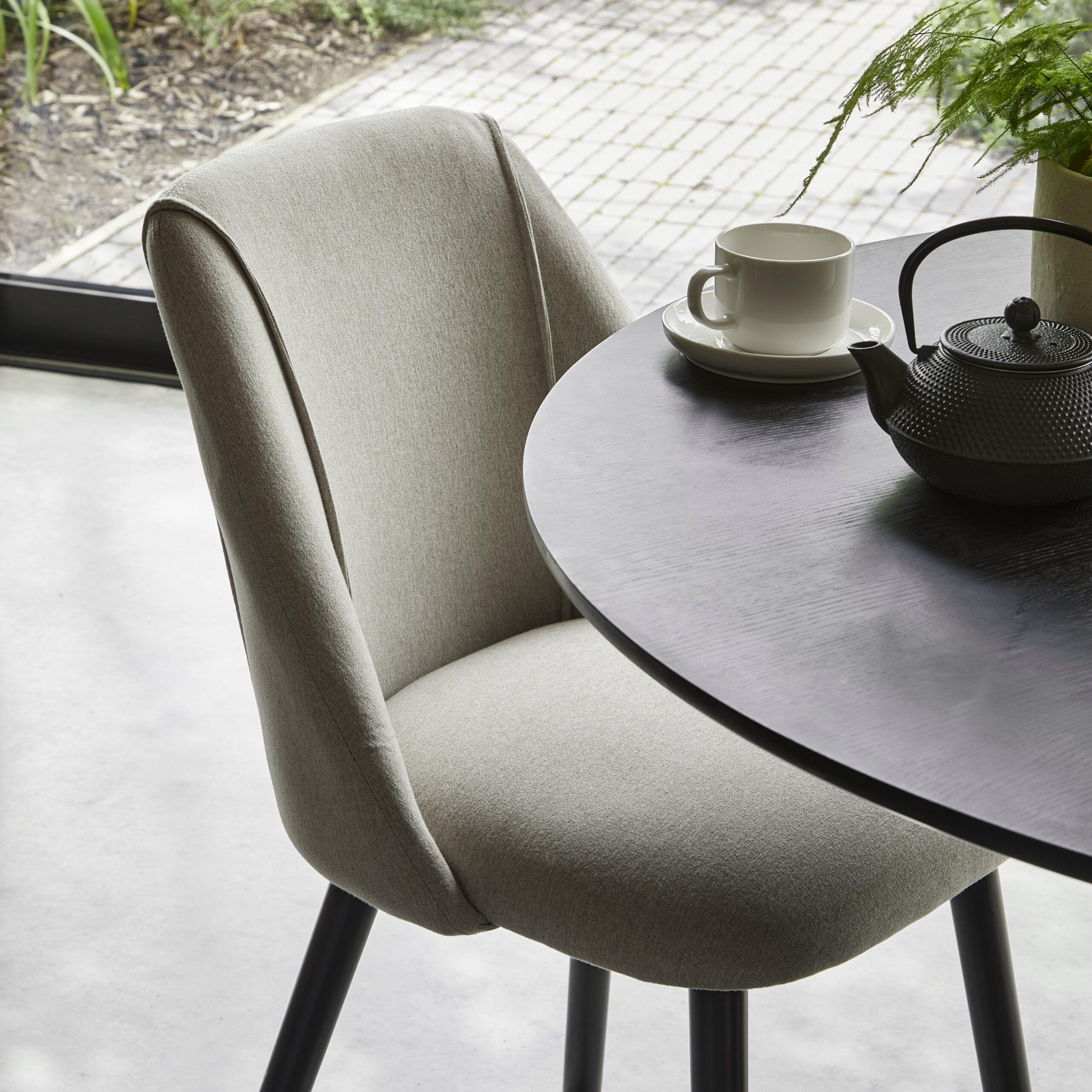 Freya Sand Dining Chairs - Set of 2 - Black Oak Legs - Image 3