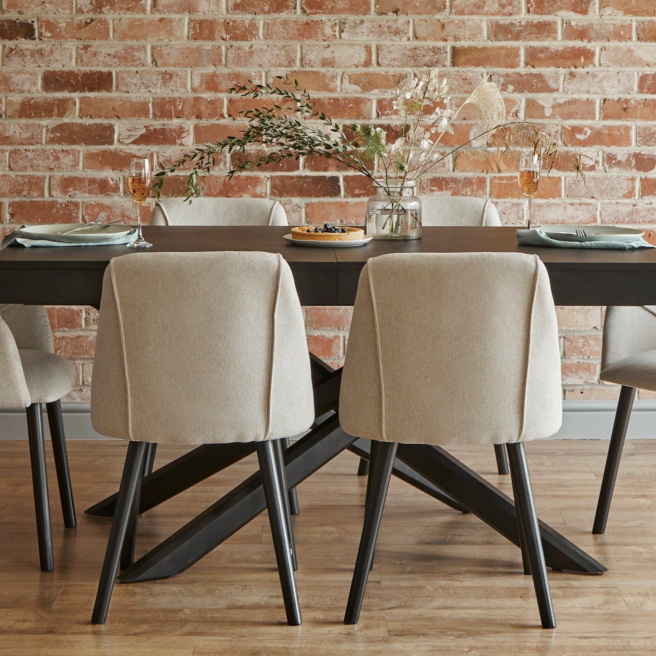 Freya Sand Dining Chairs - Set of 2 - Black Oak Legs - Image 4