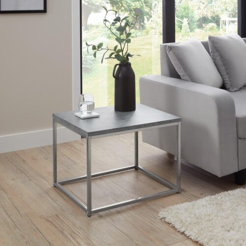 Jay Concrete Side Table - Chrome Frame