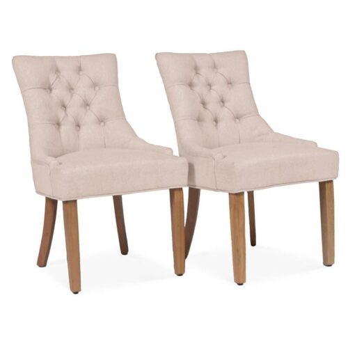 Louis Sand Dining Chairs - Set of 2 - Light Wood Legs